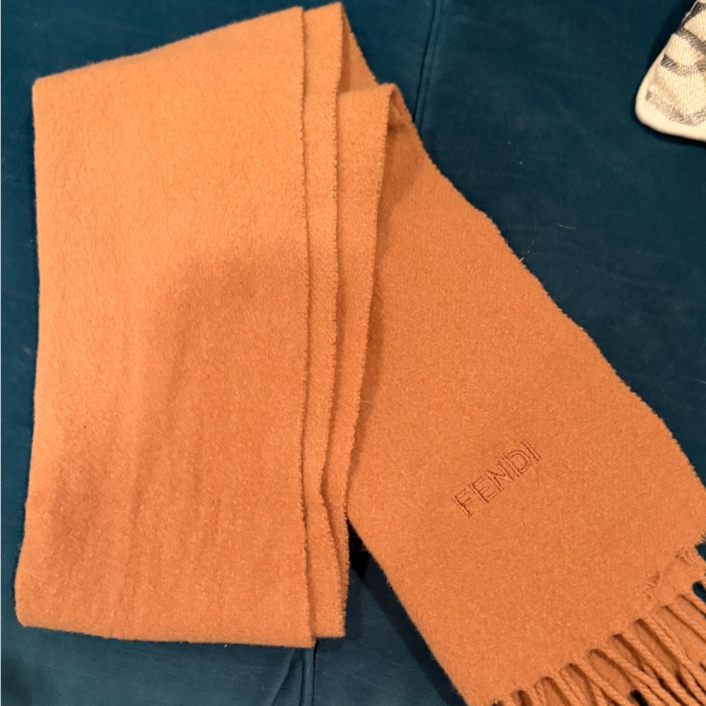 Fendi Scarf-  Tan lambswool see photo- small damaged area, Authentic ❤️